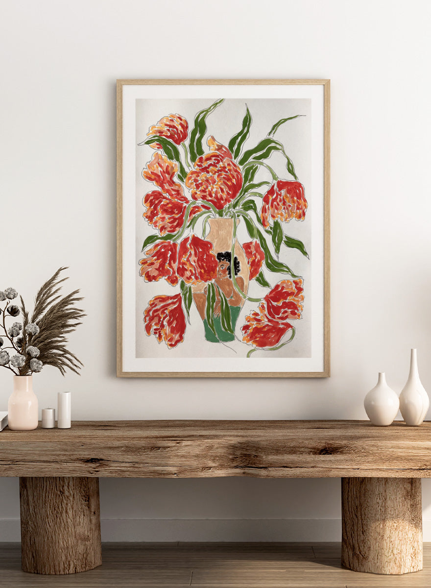Rushati Chowdhury - Vibrant Tulips in Vase Art Print