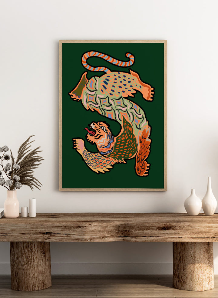 Arty Guava - Asian Tiger Green Art Print