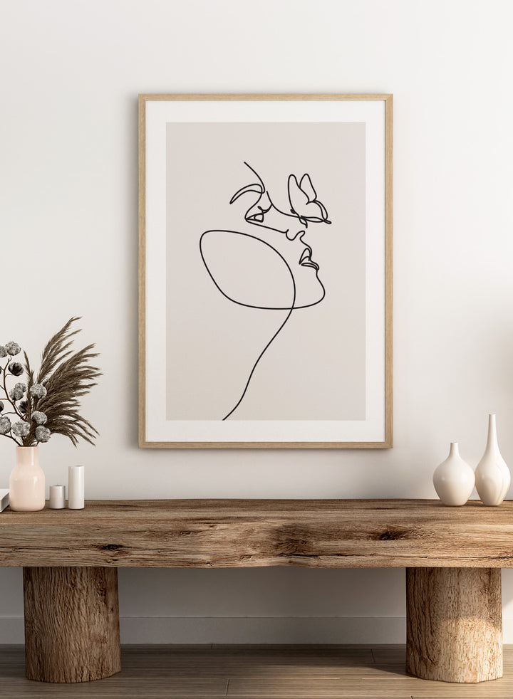 Head of Butterflies Line Art Print