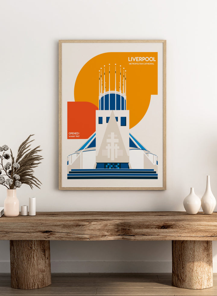 A stylized travel poster of Liverpool&