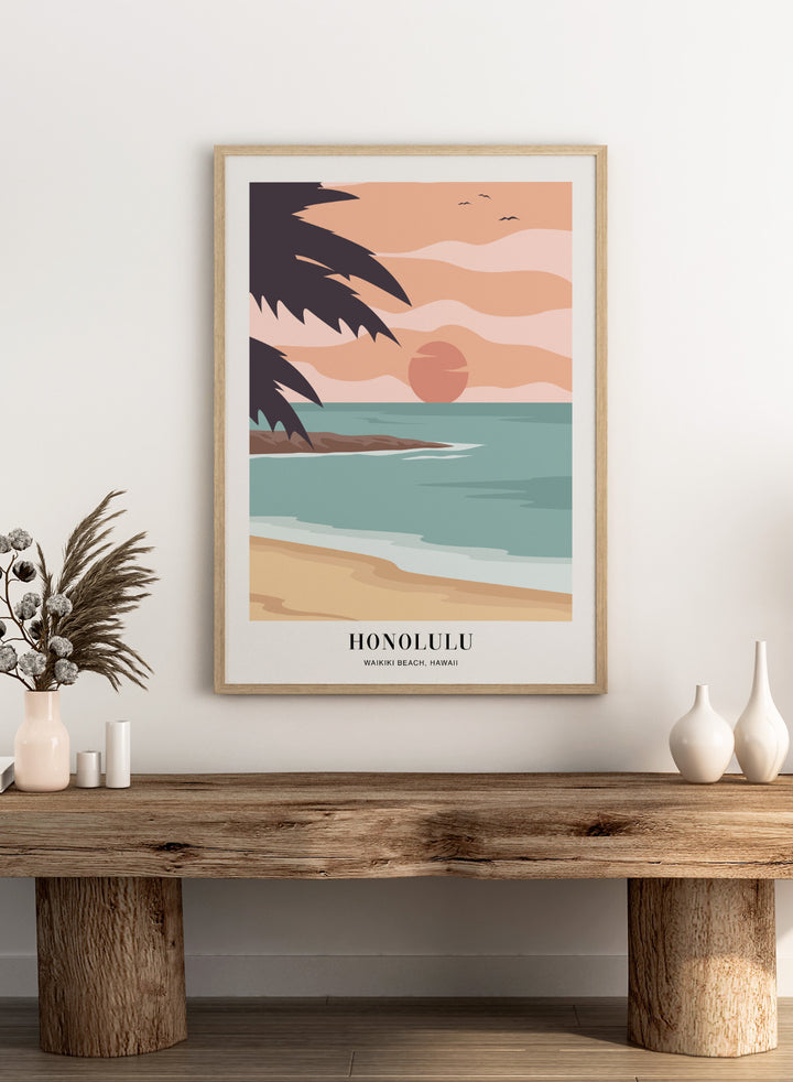 Waikiki Beach Honolulu Hawaii Art Print