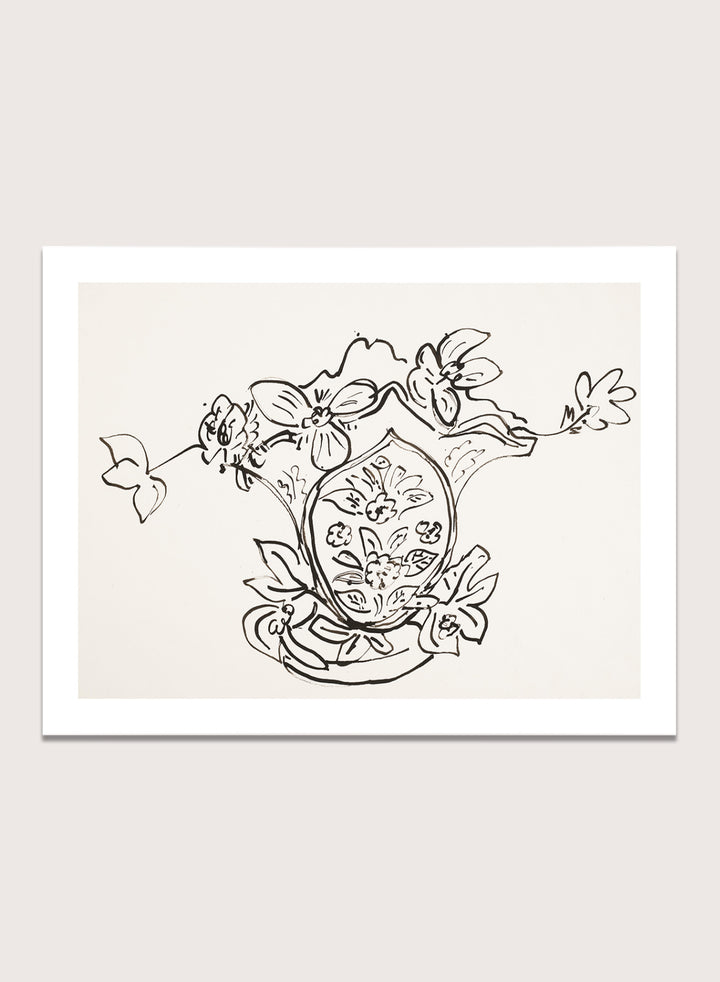 Vase Louis Philippe et anémones by Henri Matisse is a minimalist floral line drawing art print featuring expressive black ink linework and elegant French modernist design.
