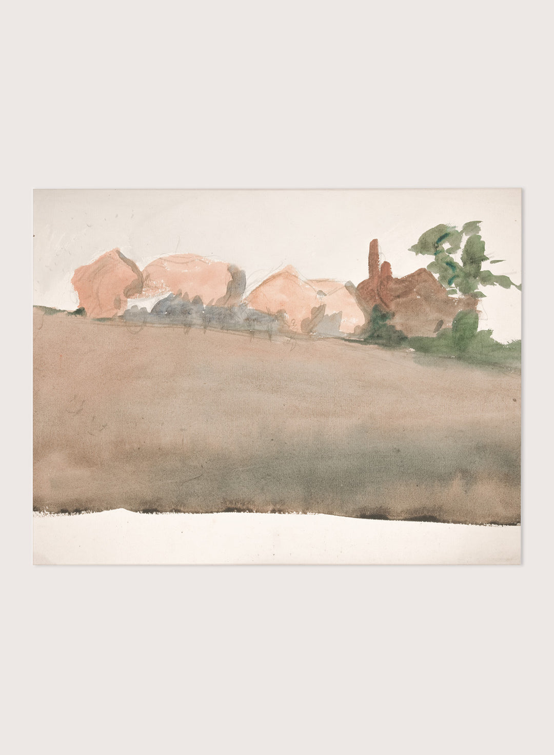 "Landscape with Houses in Distance" Art Print