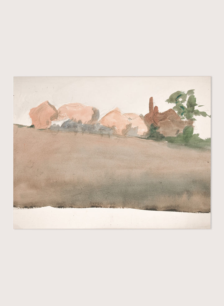 "Landscape with Houses in Distance" Art Print