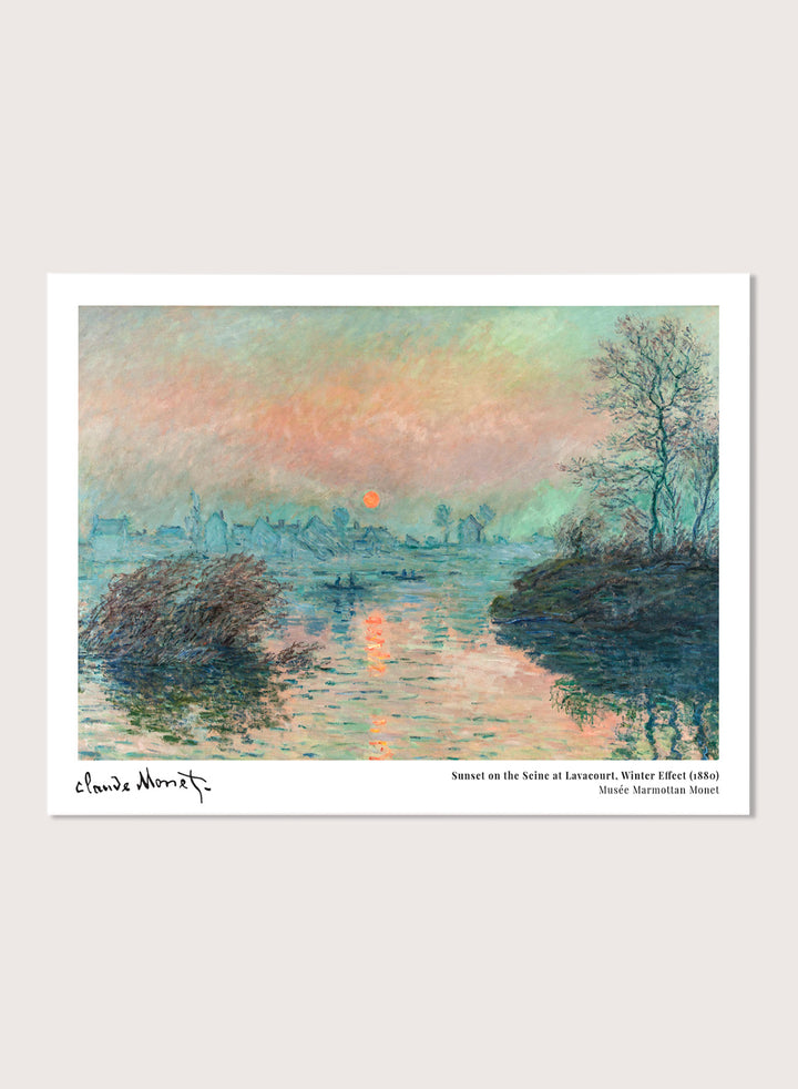 Claude Monet Sunset on the Seine at Lavacourt, Winter Effect Art Print