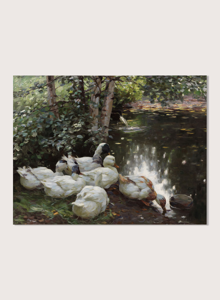 "Six Ducks by the Lake" Art Print