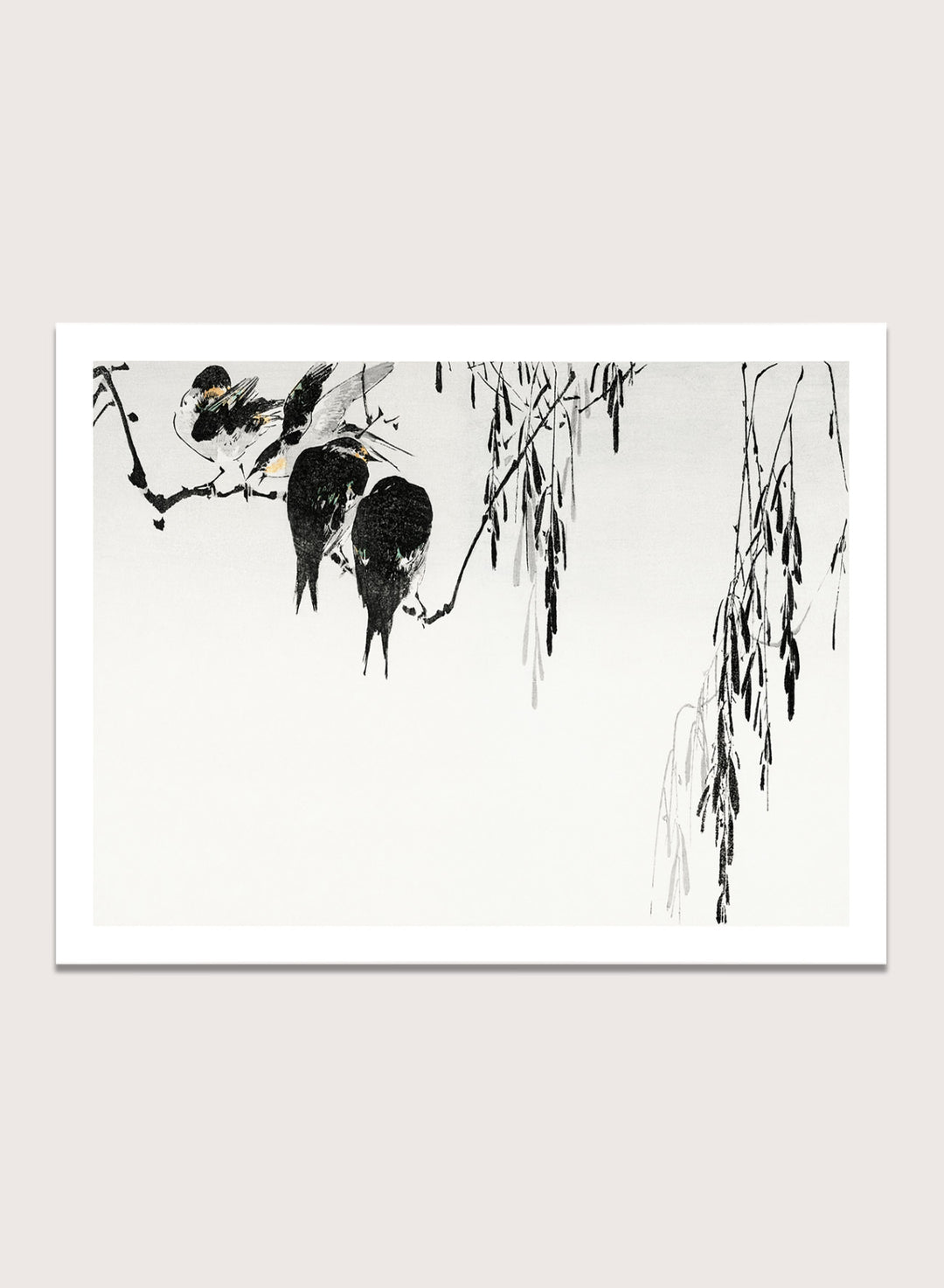 Watanabe Seitei "Perched Magpies" Art Print