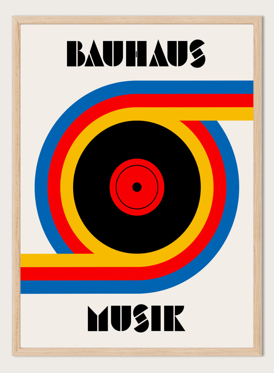 A Bauhaus-style poster or print with the words &
