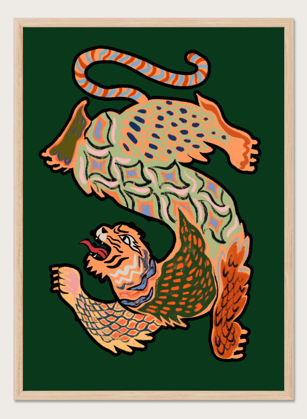 Arty Guava - Asian Tiger Green Art Print