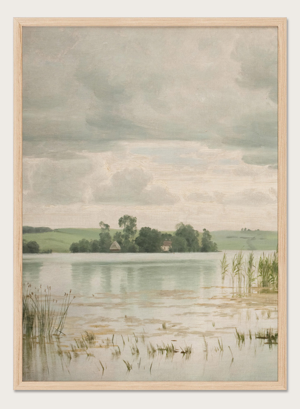 Featuring the original Vilhelm Groth's Artwork Esrom sø (Esrum Lake), this dark moody European vintage neutral autumn river lake landscape oil painting wall art print showcases a classic rustic moody antique style that is perfect for any boho or modern farmhouse space with muted or neutral fall colors. 