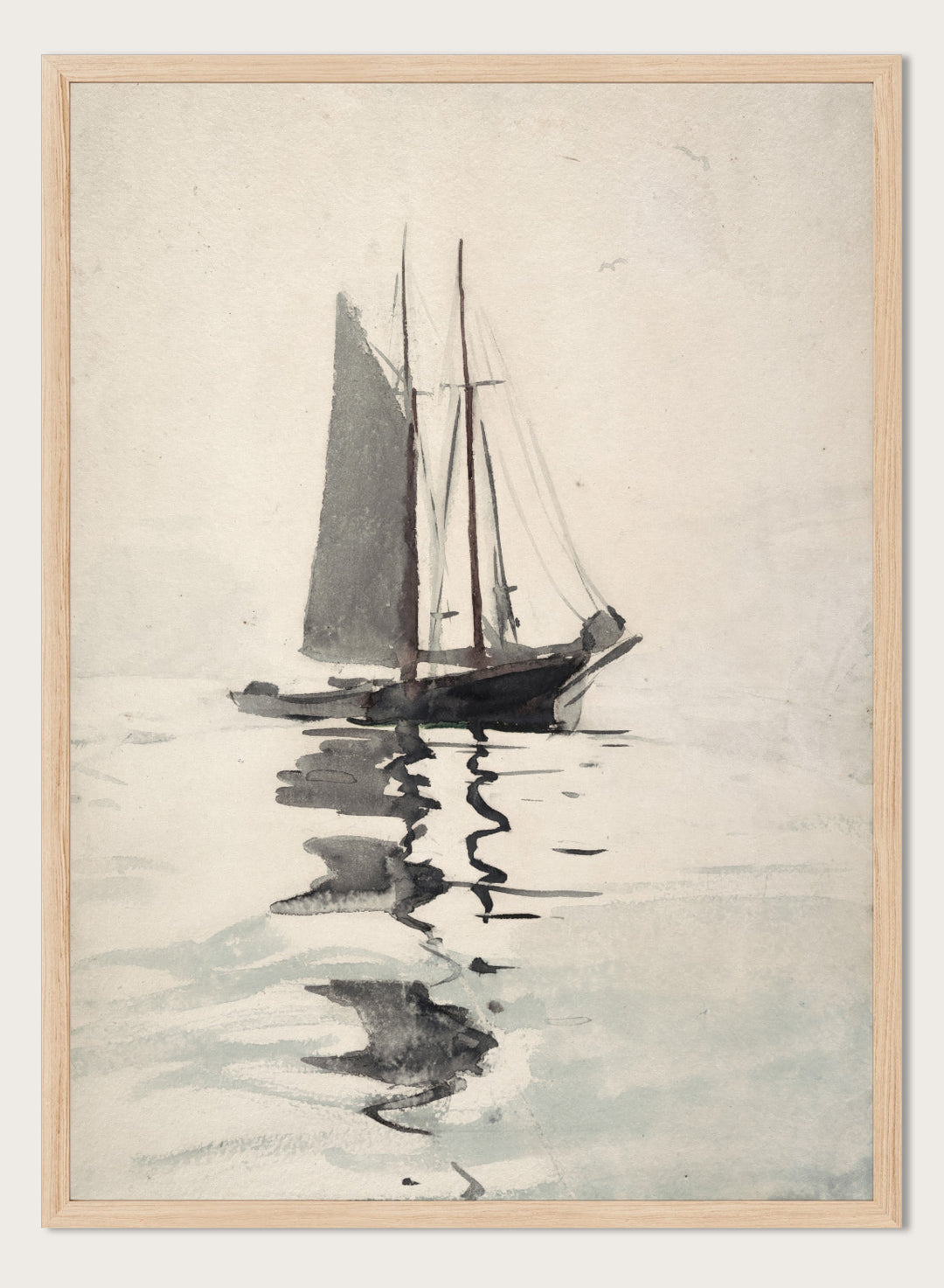 "Two-masted Schooner with Dory" Art Print