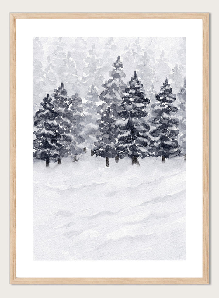 "Snow Capped Trees" Art Print