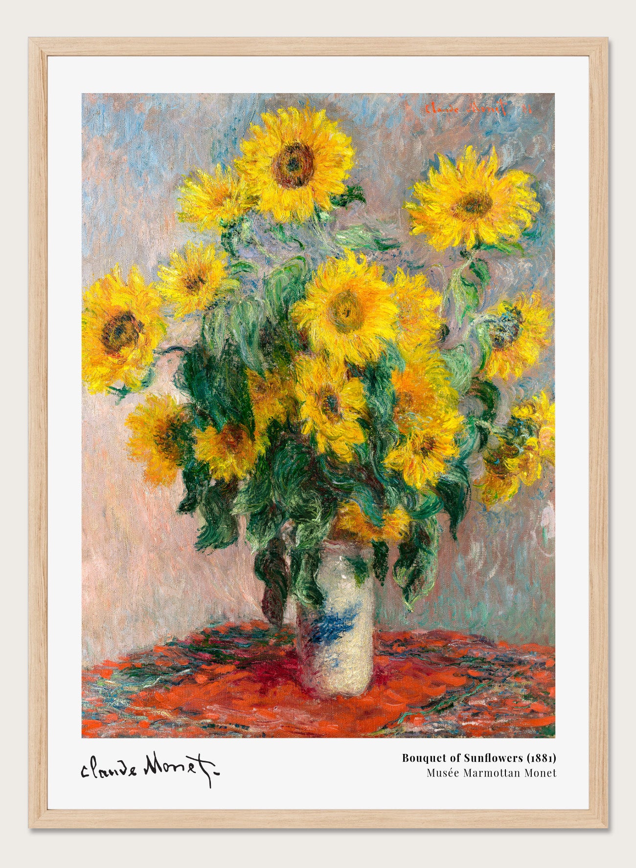 Claude Monet Bouquet of Sunflowers 1881 Vintage Poster Art Print