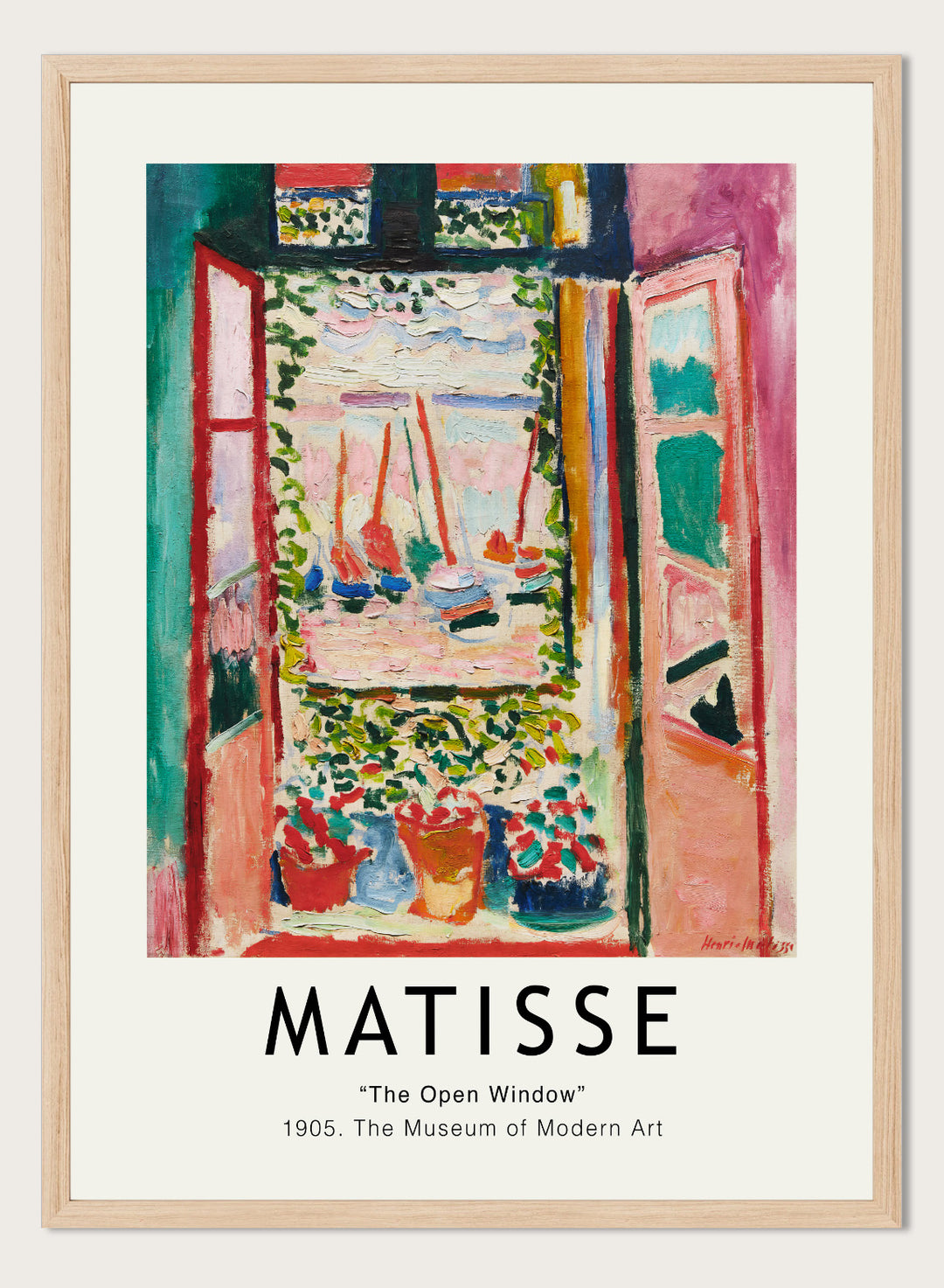 Featuring original Henri Matisse's Artwork Open Window, Collioure summer 1905 painting, this lithograph wall art print showcases classic vintage fauvism Matisse art. Featuring colorful art and text, this vintage exhibition poster by National Gallery of Art is perfect for any boho, eclectic, retro,or minimalist space.