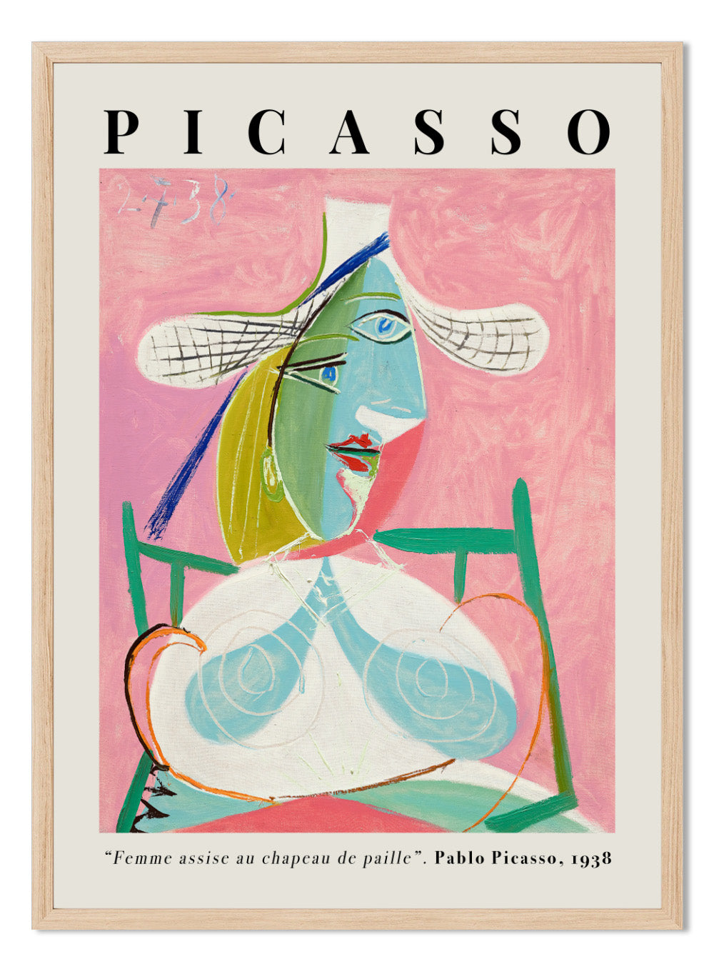 Pablo Picasso Femme assise au chapeau de paille (1938) Vintage
