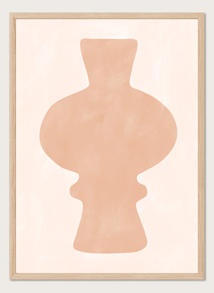 Shop Organic Peach Vase by Elena Ristova, a modern vase wall art print poster with a sculptural peach silhouette and soft blush neutral tones.