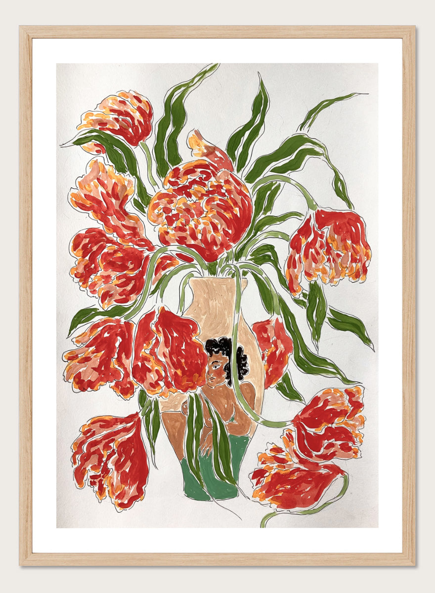 Rushati Chowdhury - Vibrant Tulips in Vase Art Print