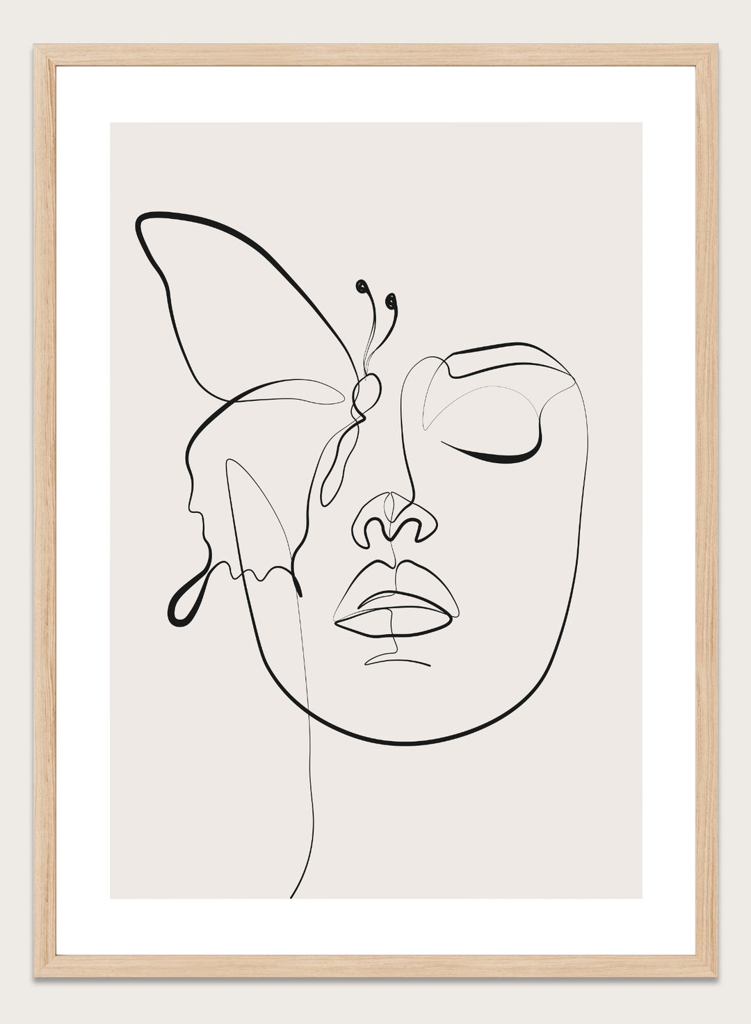 Head of Butterflies Line Art Print