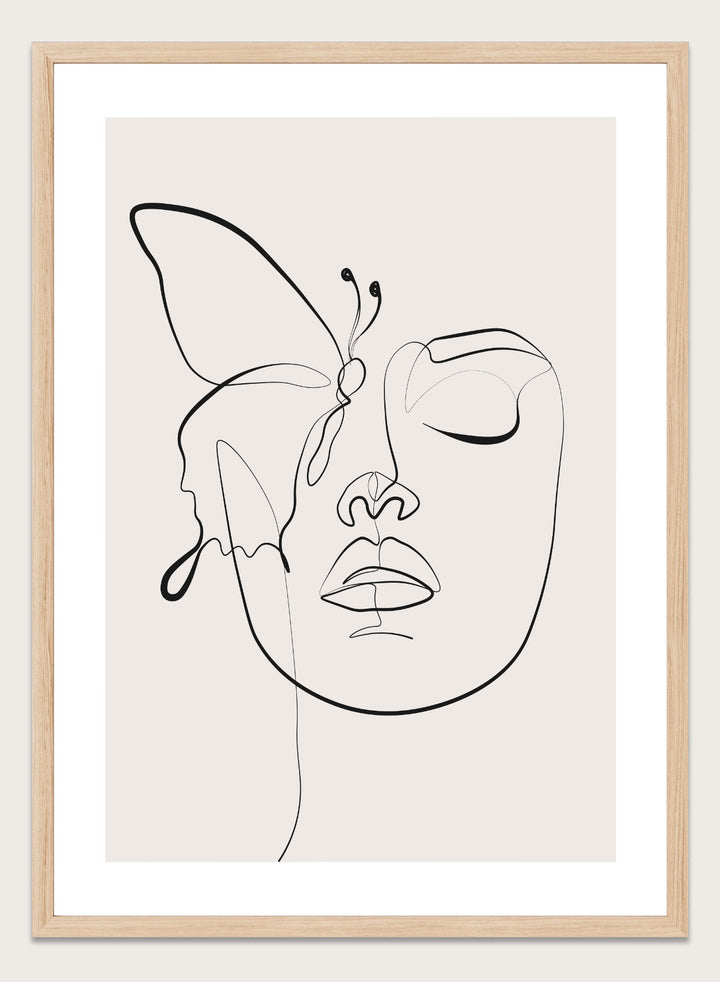 Head of Butterflies Line Art Print