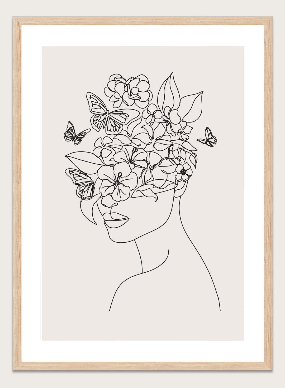 Head of Flowers Line Art Print