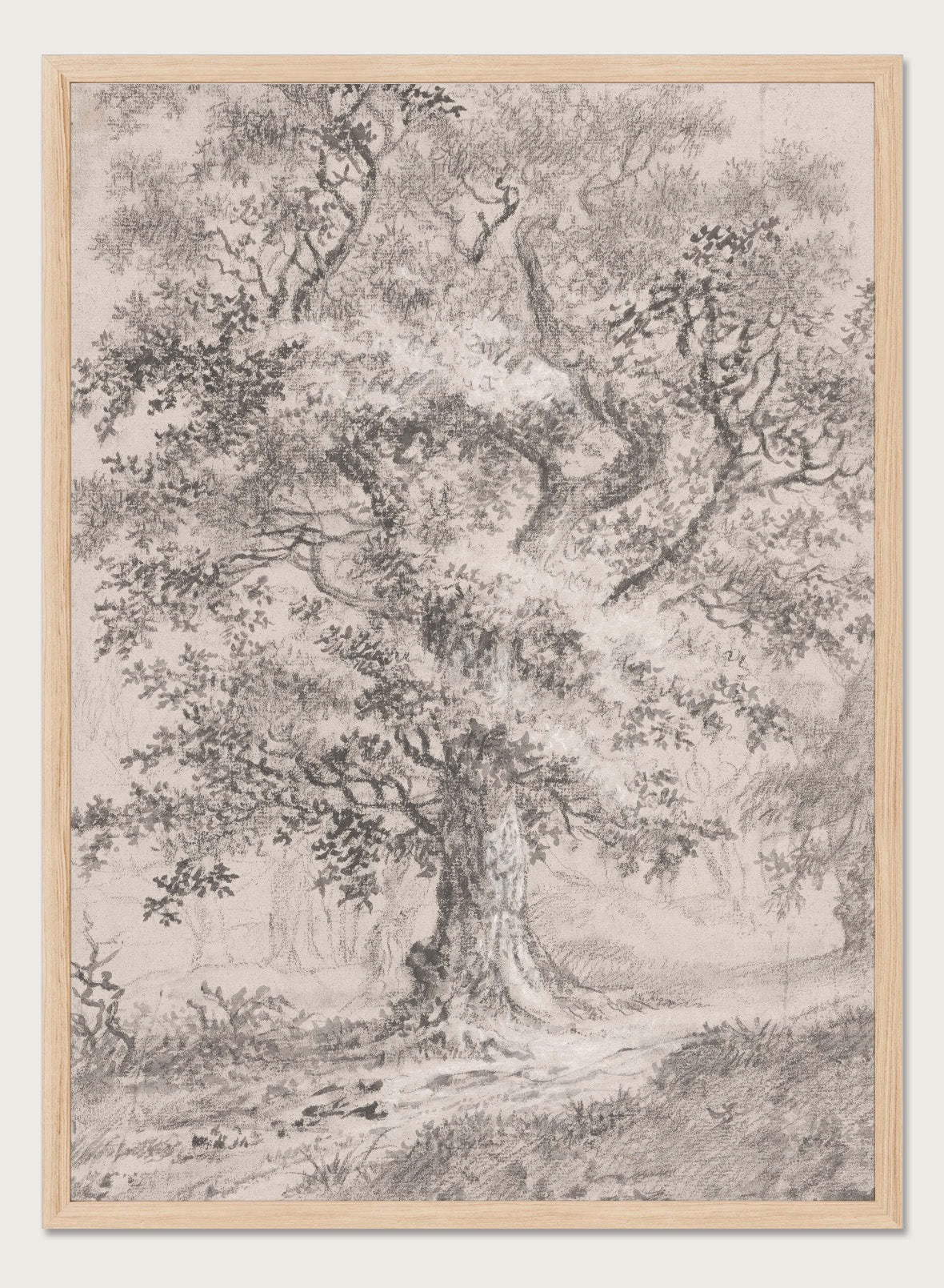 Vintage Oak Tree Sketch Drawing Landscape Art Print | Johann