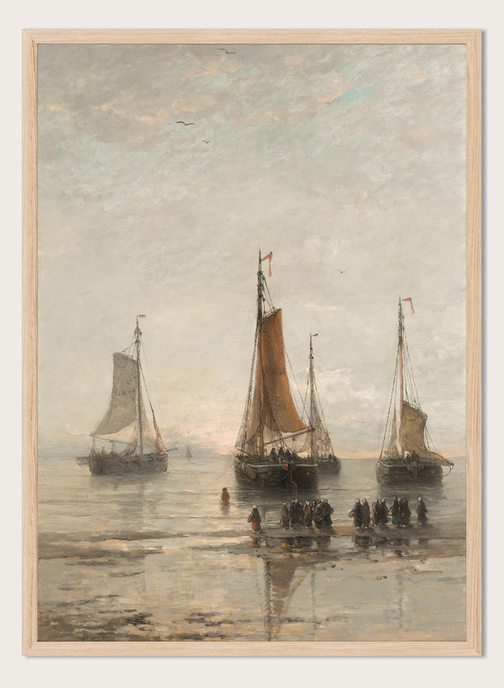 "Bluff-Bowed Scheveningen Boats at Anchor" Art Print