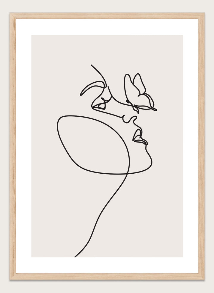 Head of Butterflies Line Art Print