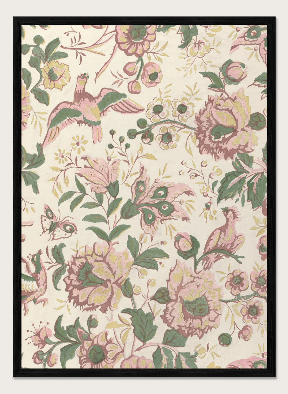 "Vintage Flowers Wallpaper Pattern" Art Print