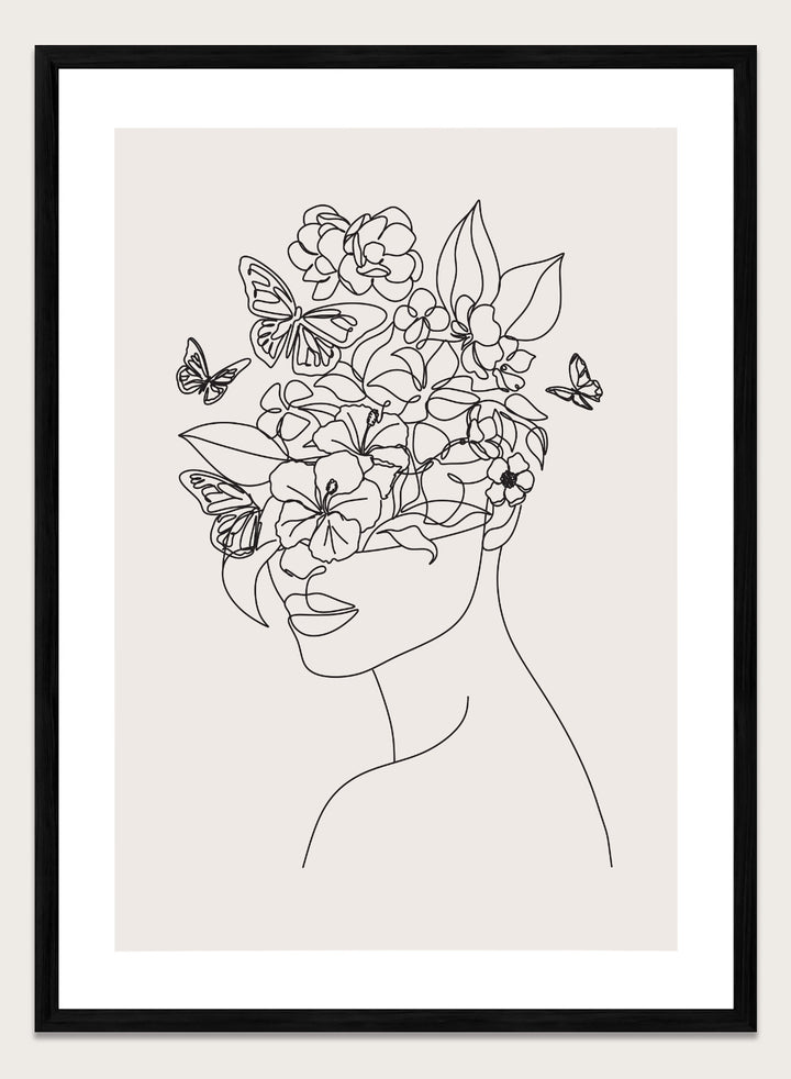 Head of Flowers Line Art Print