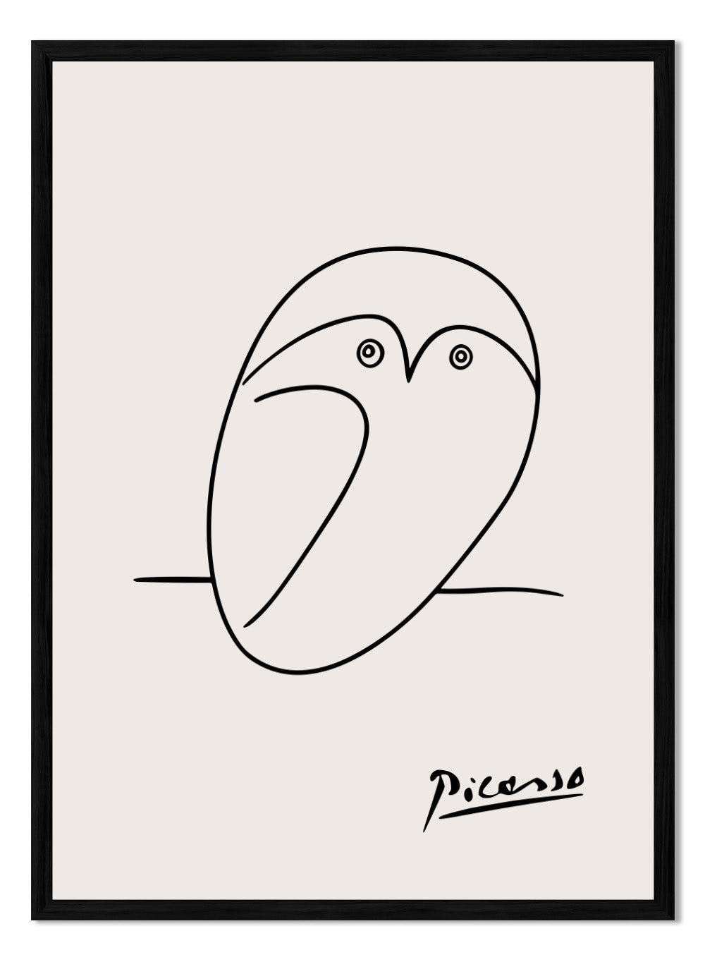 Pablo Picasso Owl Sketch Line Drawing Wall Art Print | Vintage