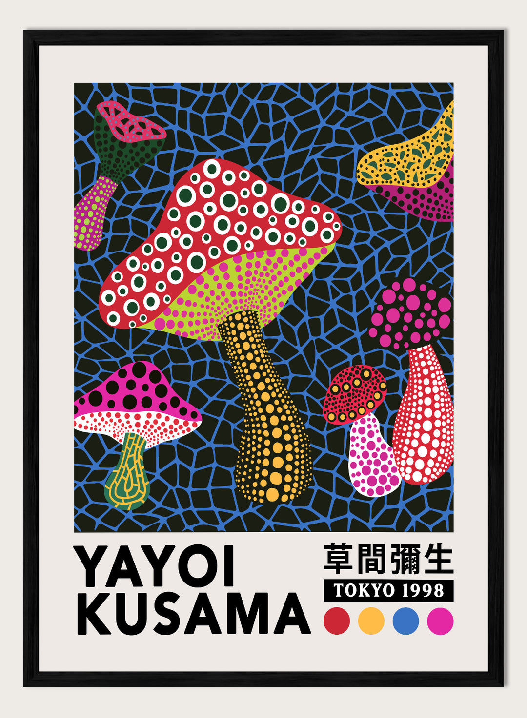 Yayoi Kusama Mushrooms Inspired Art Print