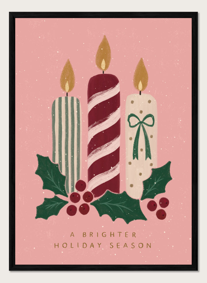 Shop Festive Holiday Candles by Katarzyna Gąsiorowska, a Christmas wall art print poster with candles, holly, berries, and festive holiday charm.