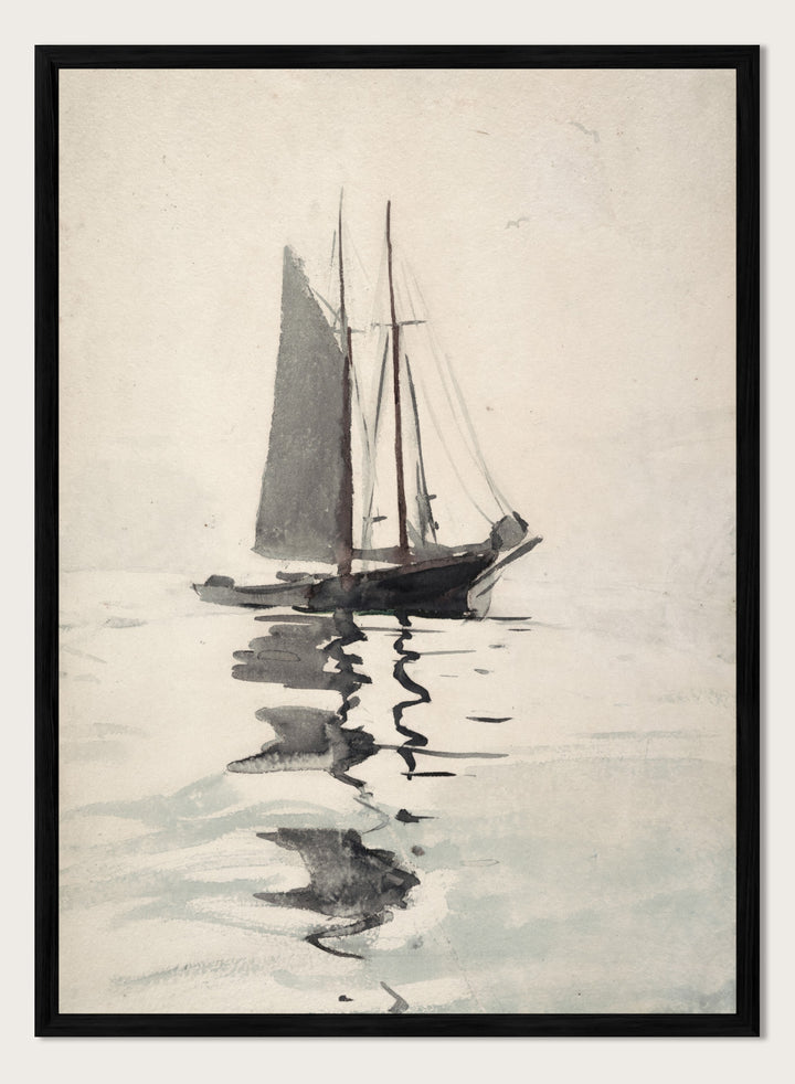 "Two-masted Schooner with Dory" Art Print