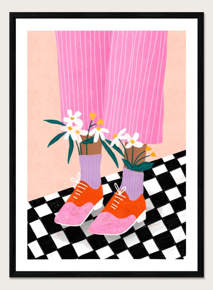 A stylized fashion illustration of a person&