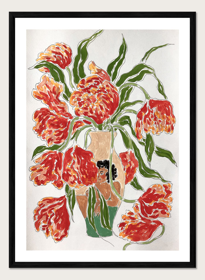 Rushati Chowdhury - Vibrant Tulips in Vase Art Print