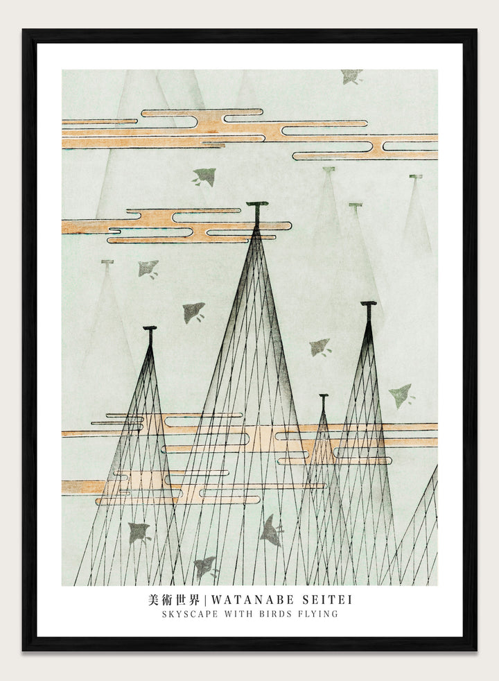 Watanabe Seitei Skyscape with Birds Flying Art Print