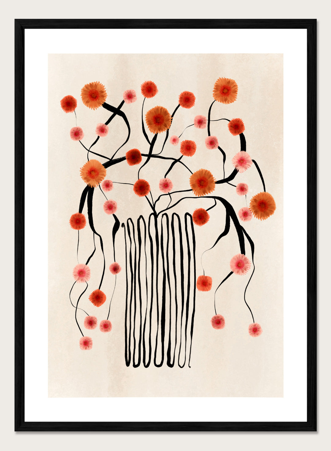 Orange Flowers in Abstract Vase Art Print