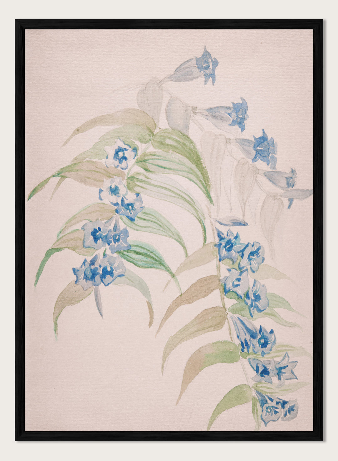 "Twigs with Blue Flowers" Art Print