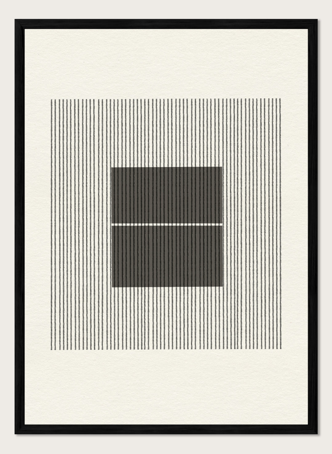 Black and white geometric design with lines and squares on a plain background. Line Harmony by The MIUUS Studio is a fine art print and wall poster featuring abstract linework, geometric balance, and minimalist black and white design.