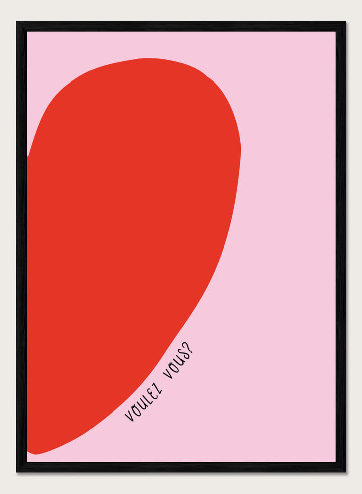 Voulez Vous by Ohkimiko is a playful half-heart art print in bold red and soft pink tones. A modern love-inspired poster from the It’s All Love collection.