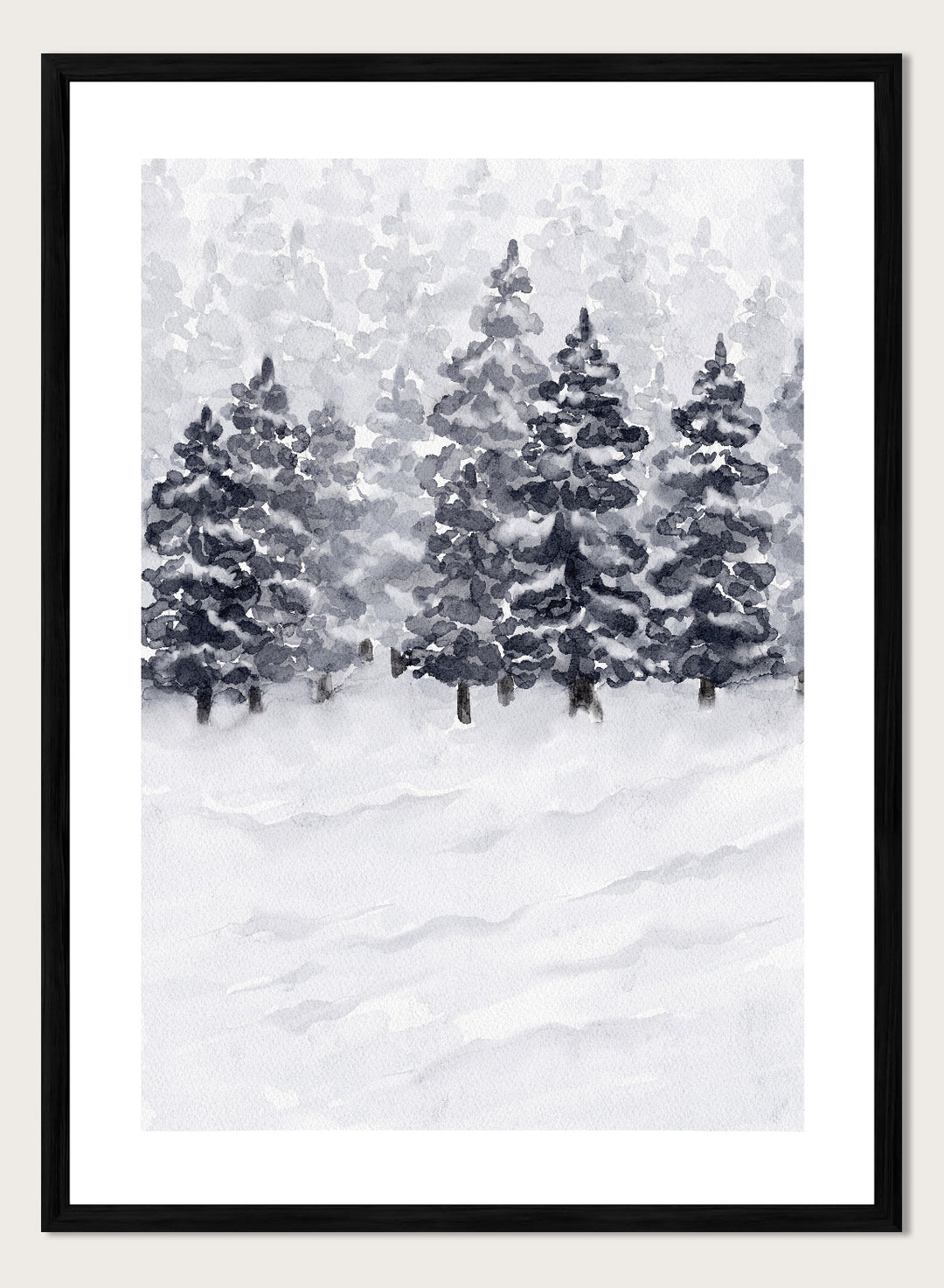 "Snow Capped Trees" Art Print