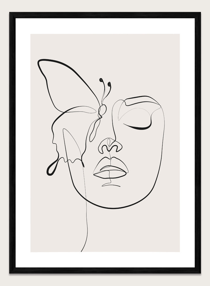 Head of Butterflies Line Art Print