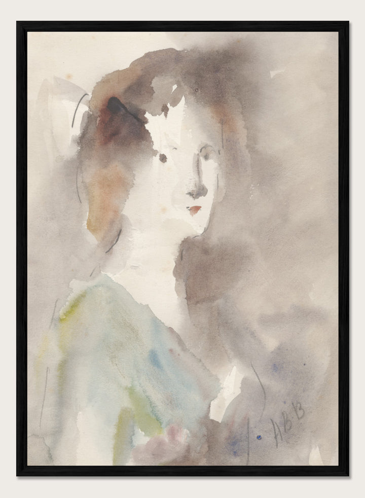 A watercolor portrait painting of a woman&