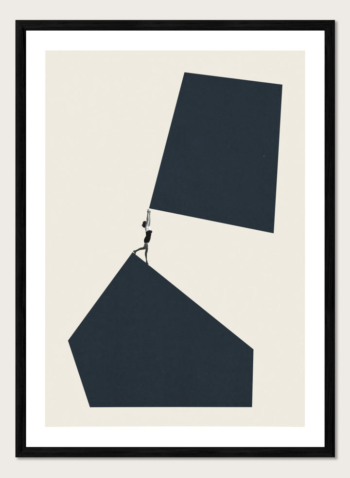 Reaching Higher by Maarten Léon art print featuring minimalist modern collage photography. Available as a fine art print or framed wall art with real wood frames.