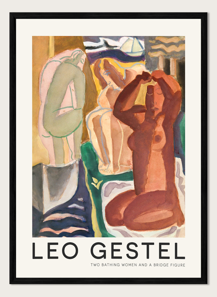 Leo Gestel - Two Bathing Women and a Bridge Figure Art Print