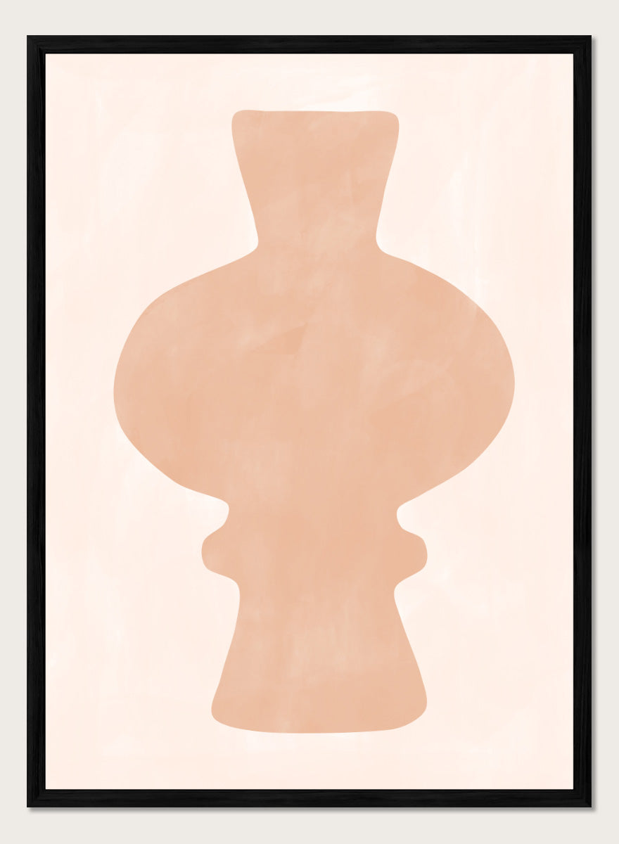 Shop Organic Peach Vase by Elena Ristova, a modern vase wall art print poster with a sculptural peach silhouette and soft blush neutral tones.