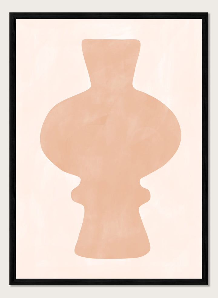 Shop Organic Peach Vase by Elena Ristova, a modern vase wall art print poster with a sculptural peach silhouette and soft blush neutral tones.