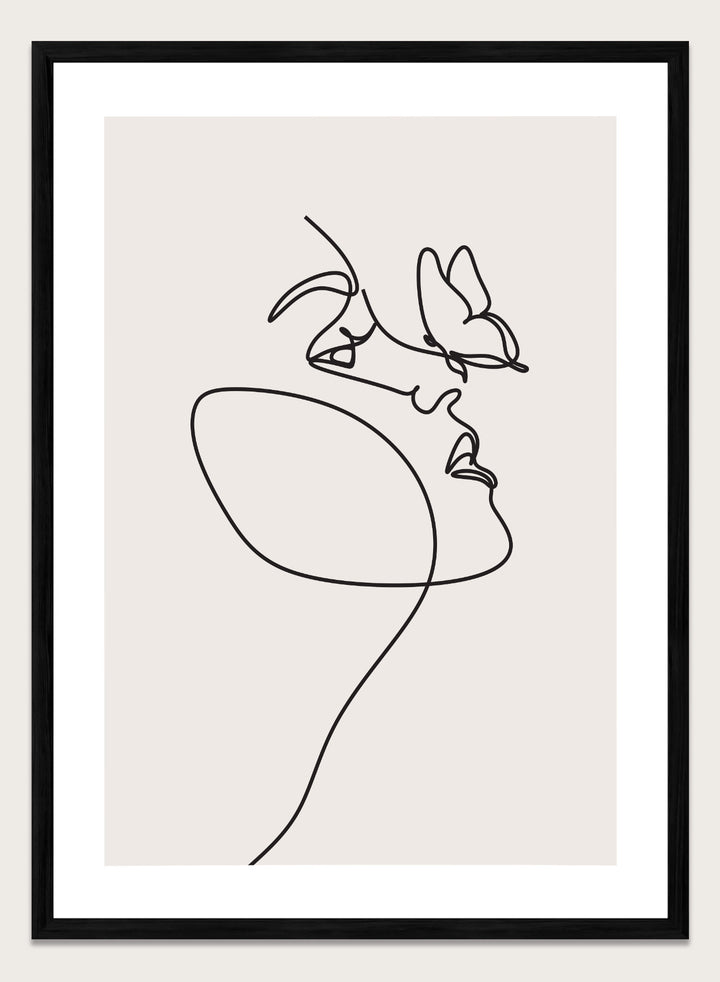 Head of Butterflies Line Art Print