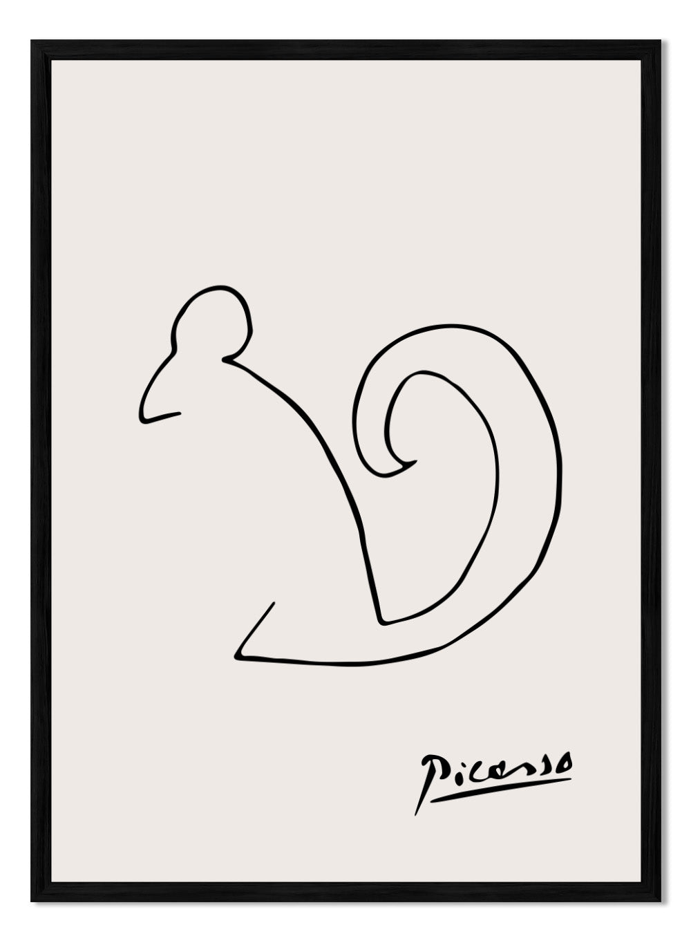 Pablo Picasso SquirrelSketch Line Drawing Wall Art Print | Vintage