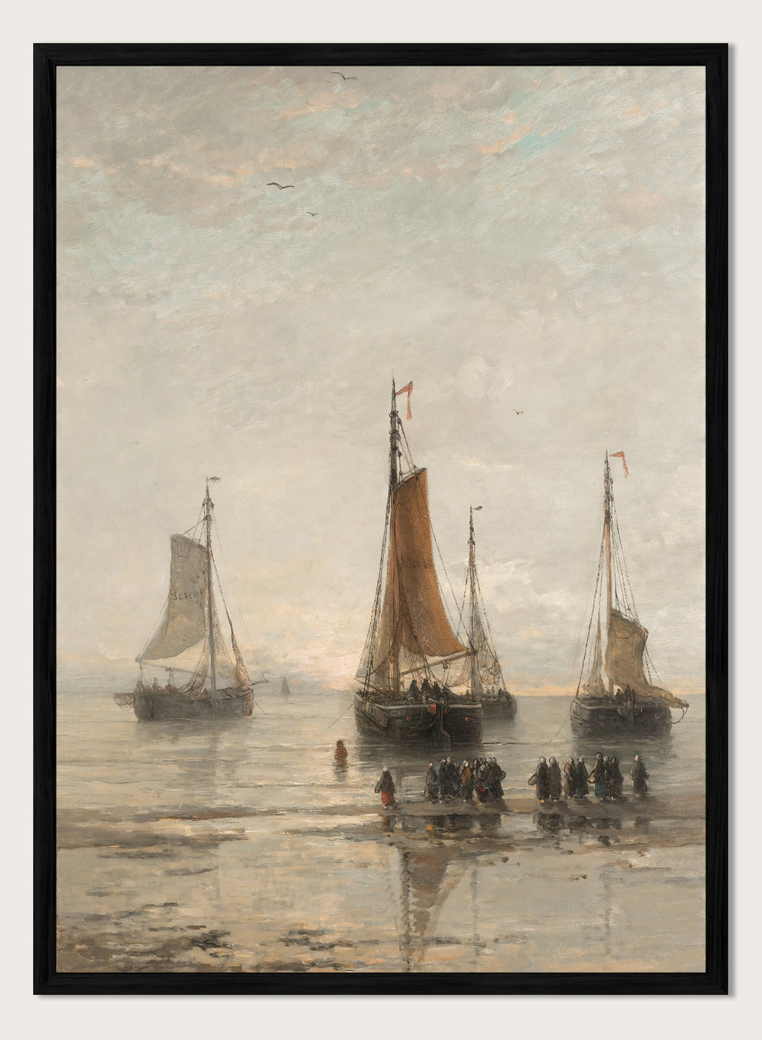 "Bluff-Bowed Scheveningen Boats at Anchor" Art Print